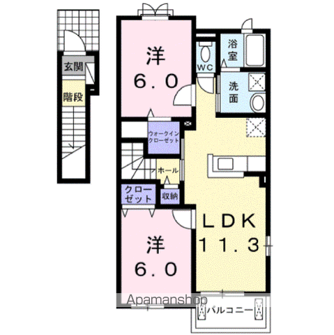 エクセルコートⅠ(2LDK/2階)の間取り写真