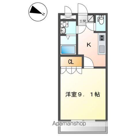 ハバナ ガーデン(1K/2階)の間取り写真