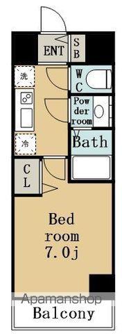 メイクス城西RESIDENCE(1K/13階)の間取り写真