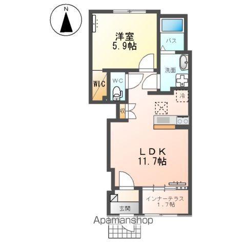 コンテント(1LDK/1階)の間取り写真