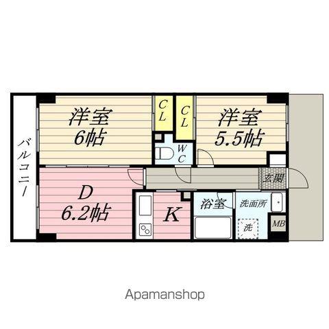 ツインプラザ幸(2DK/6階)の間取り写真