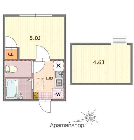 バーミープレイス立川柴崎町(1K/2階)の間取り写真