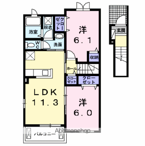 アルモニーB(2LDK/2階)の間取り写真