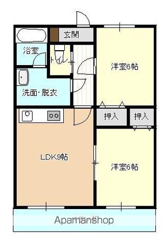 BETTER R 藤崎(2DK/1階)の間取り写真