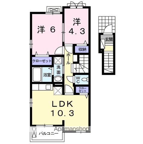 ネオレジデンス(2LDK/2階)の間取り写真