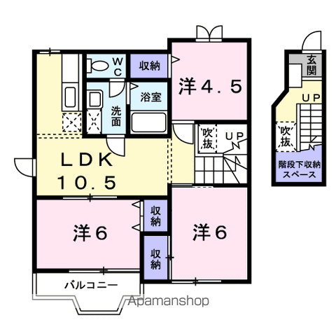 ラッキープレイスⅡ(3LDK/2階)の間取り写真