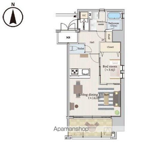 スペルビア勝山(1LDK/7階)の間取り写真