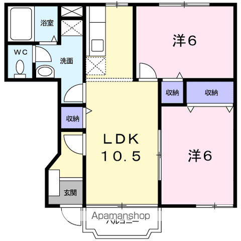 ブライズベールⅠ(2LDK/1階)の間取り写真