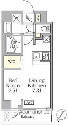 アジールコート三宿テラス(1DK/4階)の間取り写真
