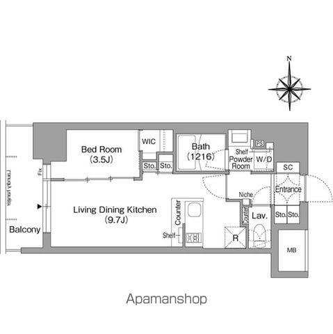 コンフォリア・リヴ北浜淡路町(1LDK/3階)の間取り写真