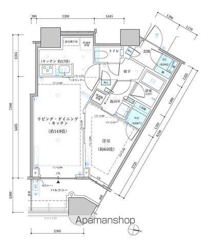 パークタワー勝どき サウス棟(1LDK/9階)の間取り写真
