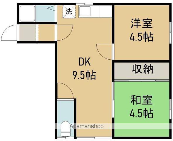 コーポラセーヌ(2DK/2階)の間取り写真