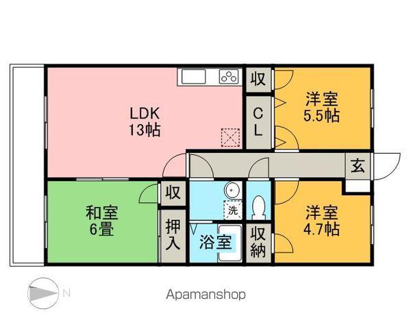 グランディール(3LDK/4階)の間取り写真