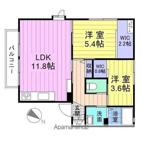ヴィラージュ冠Ⅰ(2LDK/1階)の間取り写真