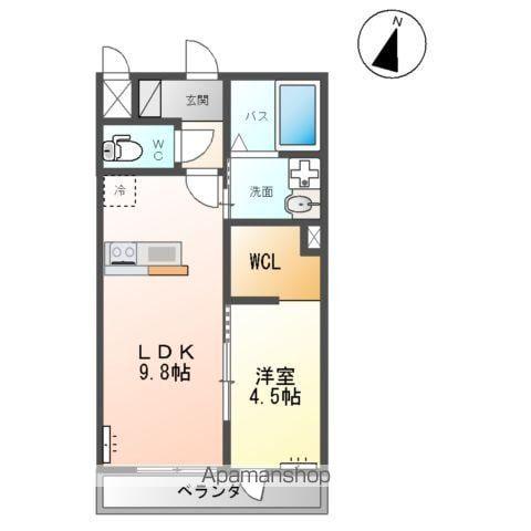 INFIELD D (1LDK/2階)の間取り写真