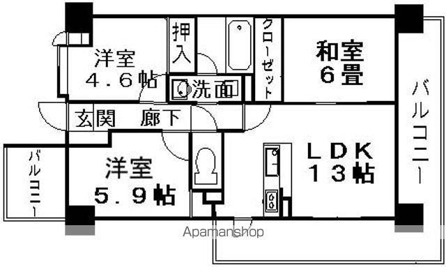 プラム石坂(3LDK/5階)の間取り写真
