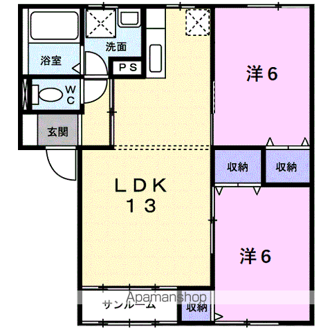 アマリュージュF・A棟(2LDK/2階)の間取り写真
