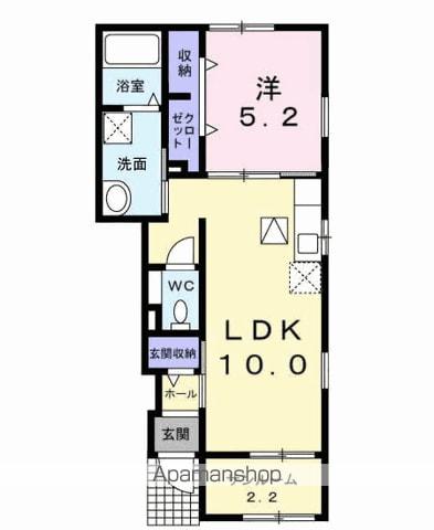 メゾン・ド・フルール Ⅱ(1LDK/1階)の間取り写真