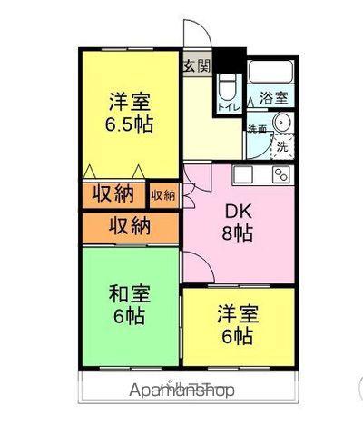ウェルス多賀美(3DK/1階)の間取り写真