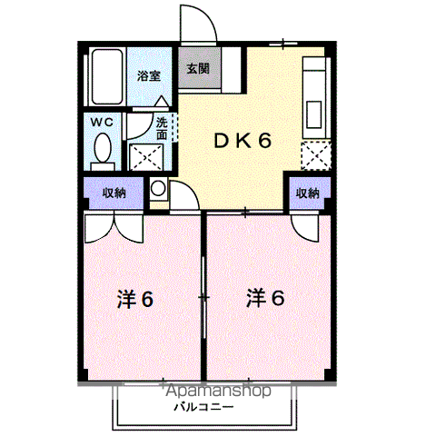 ソレイユ365(2DK/2階)の間取り写真