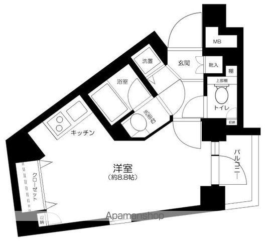 パークウェル市ヶ谷(ワンルーム/1階)の間取り写真