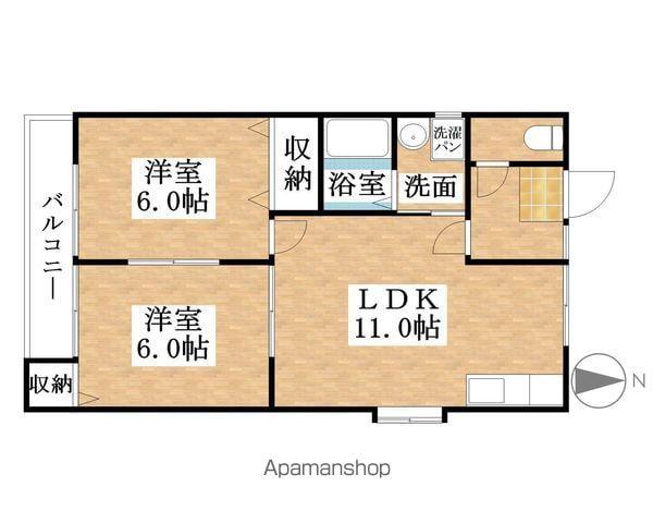 ベルウッドハイム師勝(2LDK/2階)の間取り写真