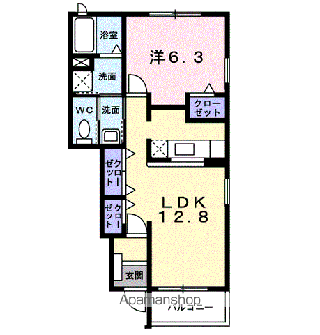 ファミールⅡ(1LDK/1階)の間取り写真