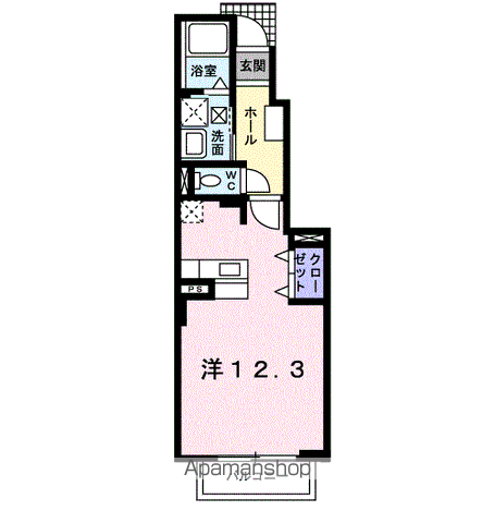 サニーリブA棟(ワンルーム/1階)の間取り写真