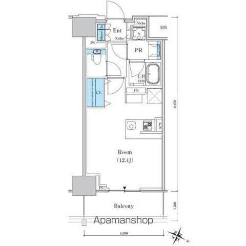 ロイヤルパークスER万代(ワンルーム/7階)の間取り写真