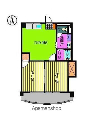 メゾン夢来(2DK/2階)の間取り写真