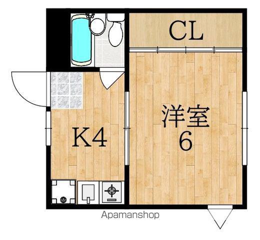 サンモール今中(1K/2階)の間取り写真