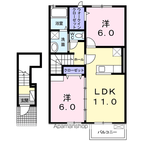 アミーチ Ⅳ(2LDK/2階)の間取り写真