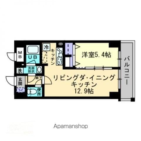 アンパレ内町(1LDK/2階)の間取り写真