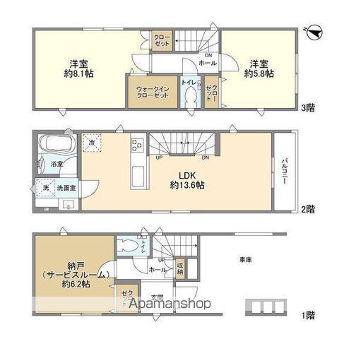 京浜東北・根岸線 西川口駅 徒歩20分 3階建 築2年(2SLDK)の間取り写真
