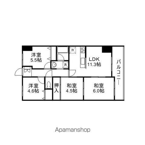 コスモ守山(4LDK/4階)の間取り写真