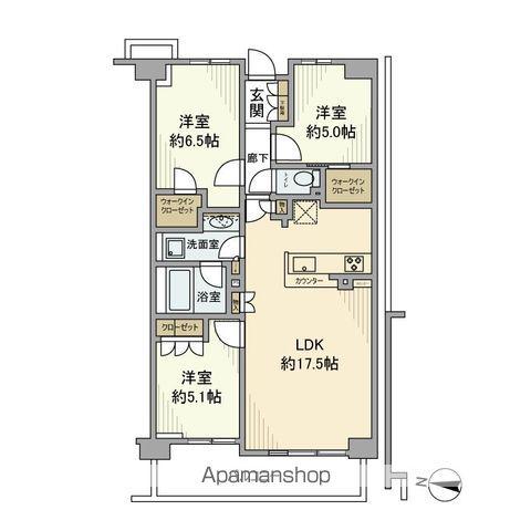 ファインレシデンス平和台カームヴィラ(3LDK/1階)の間取り写真