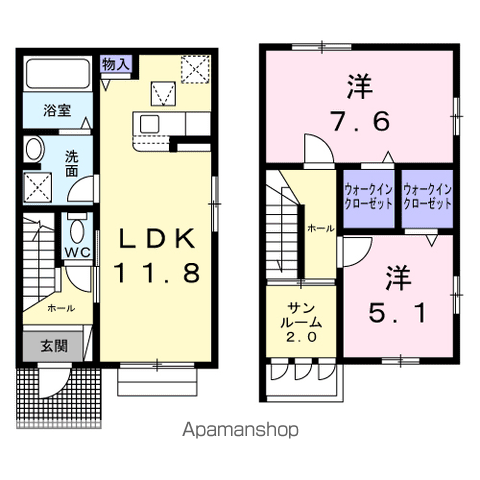 ローズガーデンB(2LDK/1階)の間取り写真