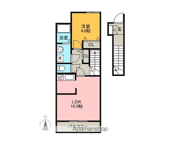 メゾン ハヤブサ B(1LDK/2階)の間取り写真