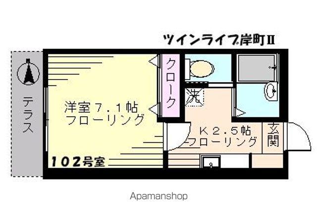 ツインライブ岸町Ⅱ(1K/1階)の間取り写真