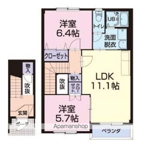 PURE HEART K(2LDK/2階)の間取り写真