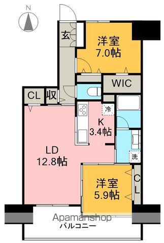 ビ・ウェルフレックス北本町(2LDK/9階)の間取り写真