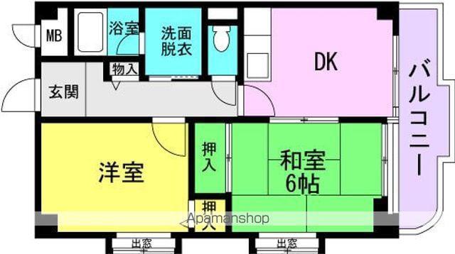 ヴェルテス池本(2DK/4階)の間取り写真