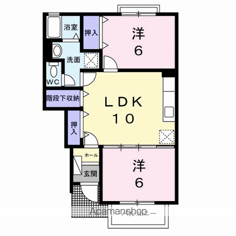 ヴィラ・ファミール A棟(2LDK/1階)の間取り写真