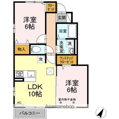 リバークレスト3(2LDK/1階)の間取り写真