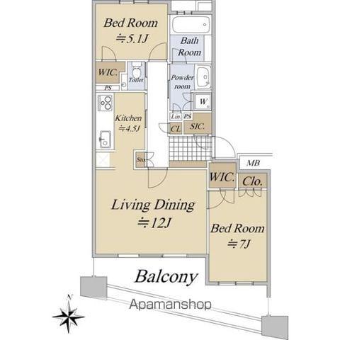 セントラルガーデン・レジデンスⅡ D棟(2LDK/2階)の間取り写真