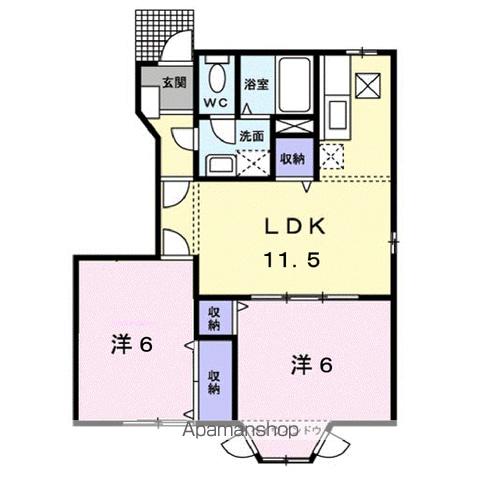 ラヴィリントスB(2LDK/1階)の間取り写真