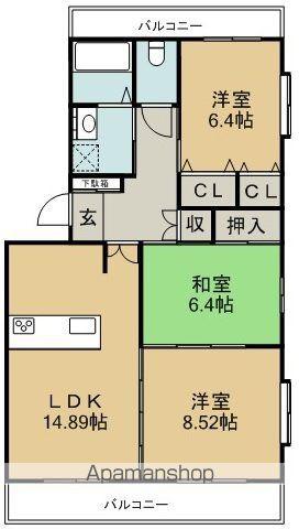 大原マンション(3LDK/3階)の間取り写真