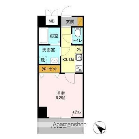 ベルフルール(1K/2階)の間取り写真