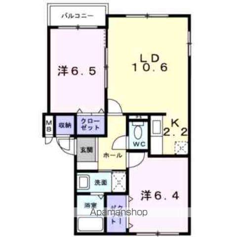 アンジュ中島(2LDK/3階)の間取り写真