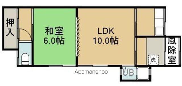 船見町6番一棟二戸(1LDK/1階)の間取り写真